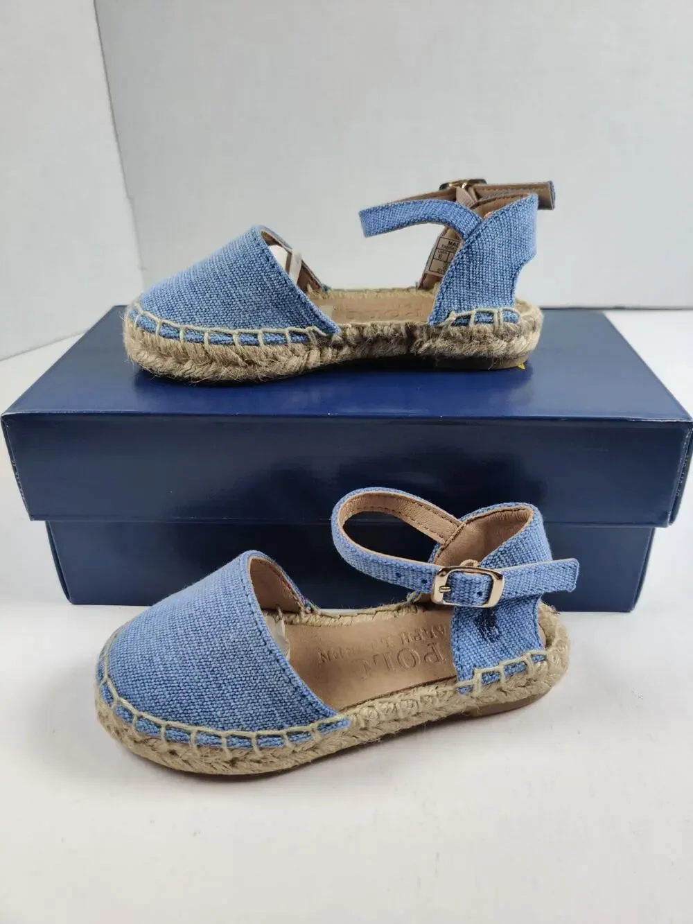 Polo Ralph Lauren Toddler Espadrille Blue Holbrook Girl's Size 6 Canvas Sandals
